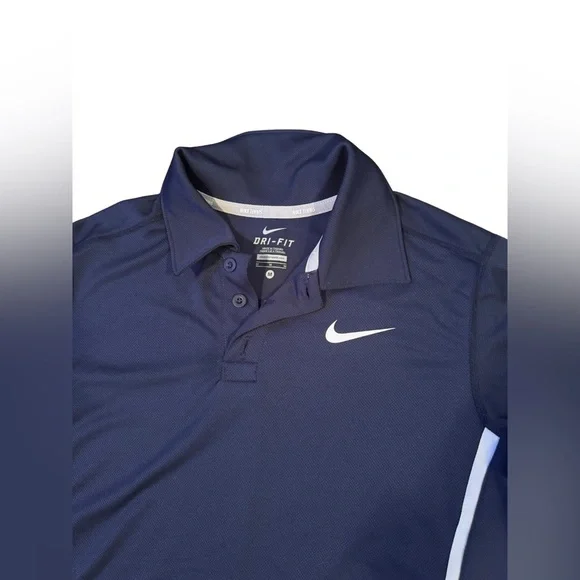 Nike Boys Dri FIT Navy Short Sleeve Tennis Polo Medium - Picture 2 of 4